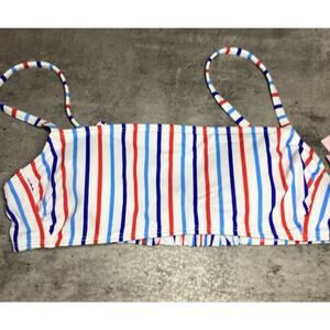 Wild Fable Kids Girls Striped Bikini Top Swimsuit Red White Blue Size S